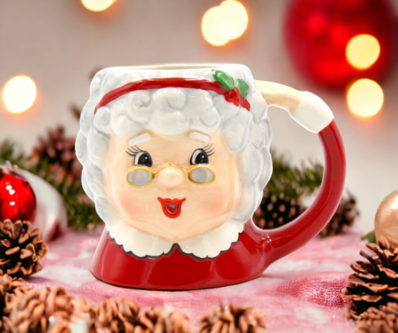 Ceramic Christmas Mrs. Claus Mug, Home Décor, Gift for Her, Gift for Mom, Kitchen Décor, Christmas Décor